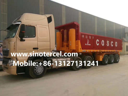 OEM فولاد نورد نیمه تریلر ISO SGS با سیستم هیدرولیک 30-50 تن قرمز