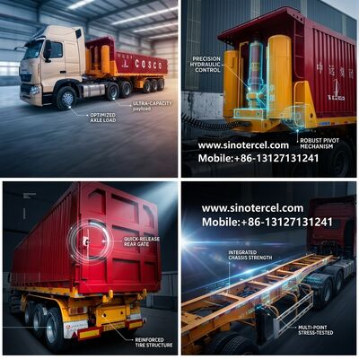 جعبه بارگذاری و تخلیه بار بارگیری نیمه تریلر 53 فوت 3 محور 40-60 تن قرمز